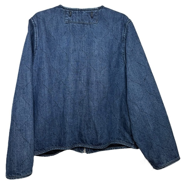 SOLD Zara Boxy Denim Zip Up Jacket Size Medium Blue Equestrian Classic Prep - Picture 3 of 9